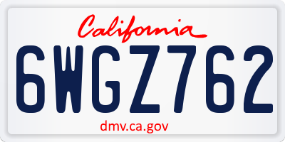 CA license plate 6WGZ762