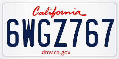 CA license plate 6WGZ767