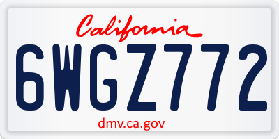 CA license plate 6WGZ772