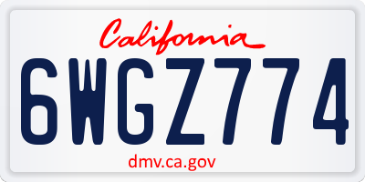 CA license plate 6WGZ774