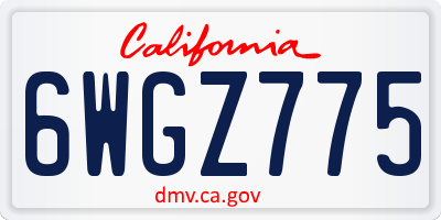 CA license plate 6WGZ775