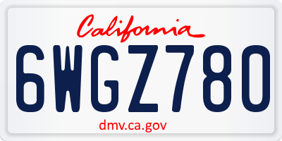 CA license plate 6WGZ780