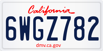 CA license plate 6WGZ782