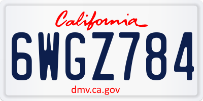 CA license plate 6WGZ784