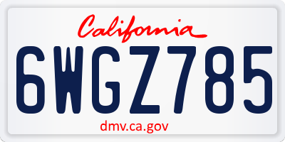 CA license plate 6WGZ785