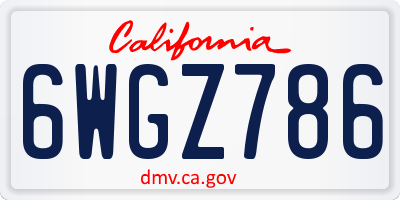 CA license plate 6WGZ786