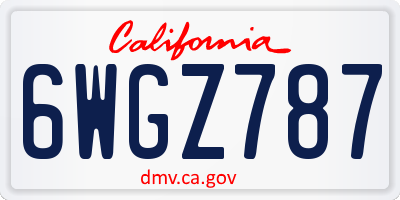 CA license plate 6WGZ787