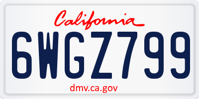 CA license plate 6WGZ799