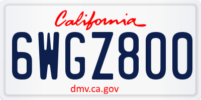 CA license plate 6WGZ800
