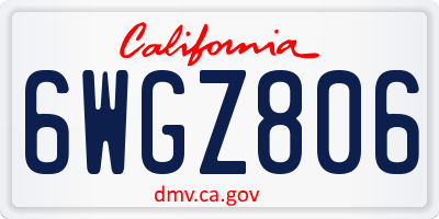 CA license plate 6WGZ806