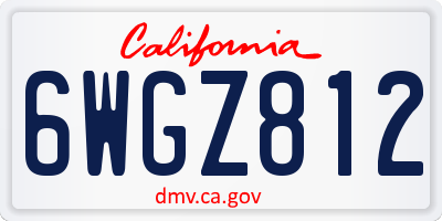 CA license plate 6WGZ812