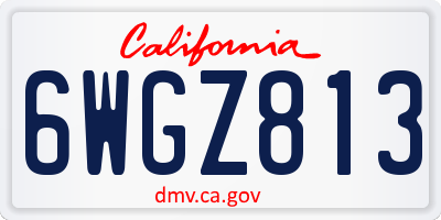CA license plate 6WGZ813