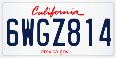 CA license plate 6WGZ814