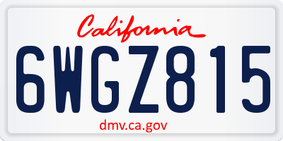 CA license plate 6WGZ815