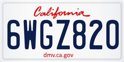 CA license plate 6WGZ820