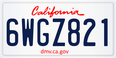 CA license plate 6WGZ821