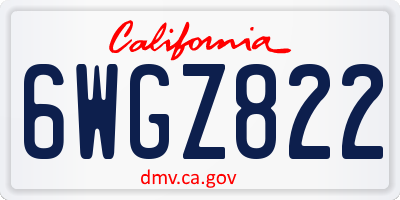 CA license plate 6WGZ822