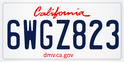 CA license plate 6WGZ823