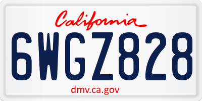 CA license plate 6WGZ828