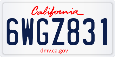 CA license plate 6WGZ831