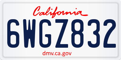 CA license plate 6WGZ832