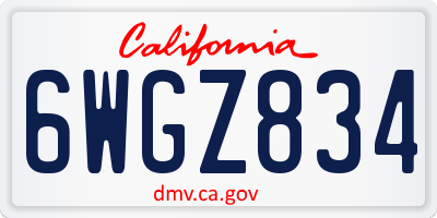 CA license plate 6WGZ834