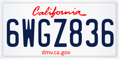CA license plate 6WGZ836