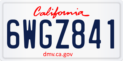 CA license plate 6WGZ841