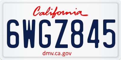 CA license plate 6WGZ845