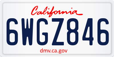 CA license plate 6WGZ846