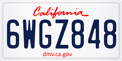 CA license plate 6WGZ848