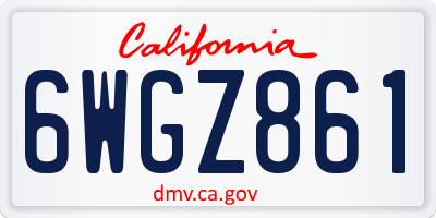 CA license plate 6WGZ861