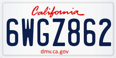 CA license plate 6WGZ862