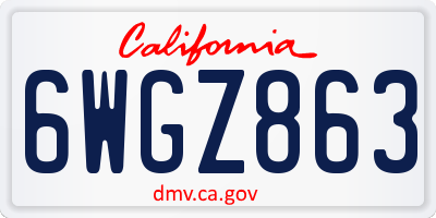 CA license plate 6WGZ863