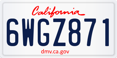 CA license plate 6WGZ871