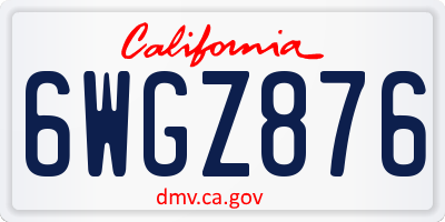 CA license plate 6WGZ876