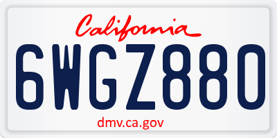 CA license plate 6WGZ880