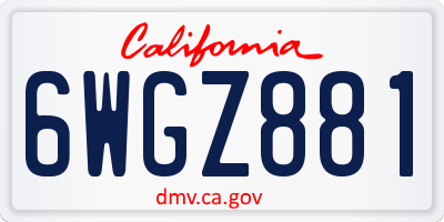 CA license plate 6WGZ881