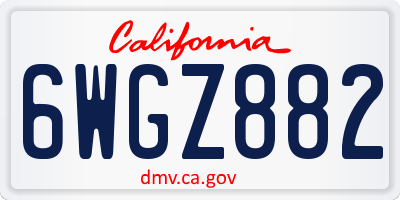 CA license plate 6WGZ882