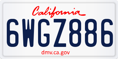 CA license plate 6WGZ886