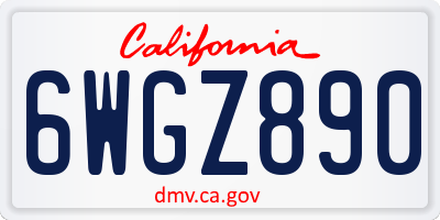 CA license plate 6WGZ890