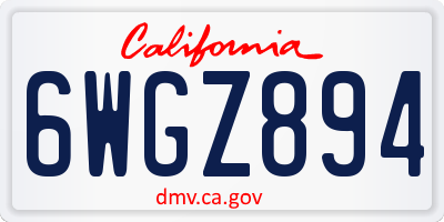 CA license plate 6WGZ894