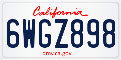 CA license plate 6WGZ898