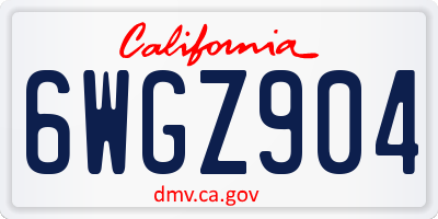 CA license plate 6WGZ904