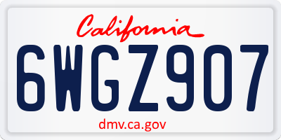 CA license plate 6WGZ907