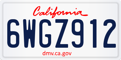 CA license plate 6WGZ912