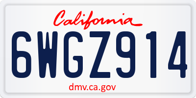 CA license plate 6WGZ914