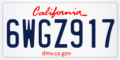 CA license plate 6WGZ917