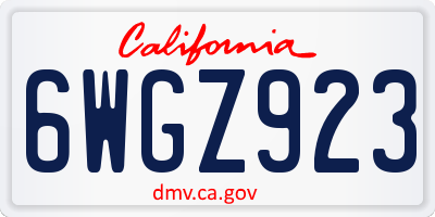 CA license plate 6WGZ923