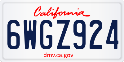 CA license plate 6WGZ924